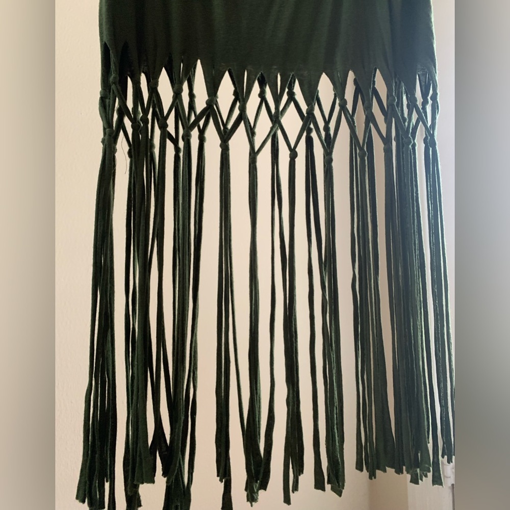 Olive Green Fringe Crop Top